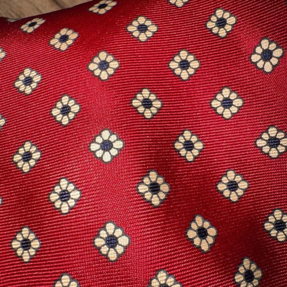 Vintage Liberty of London Red  Floral Medallion Silk Tie USA 3.5" x 58.5” Dress